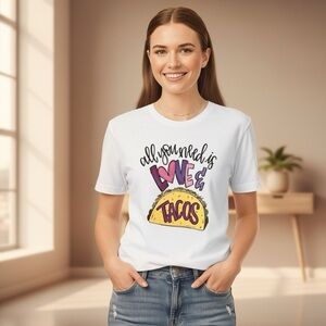 All You Need Is Love & Tacos Shirt | Bella Canvas‎ Unisex Fit Graphic Tee